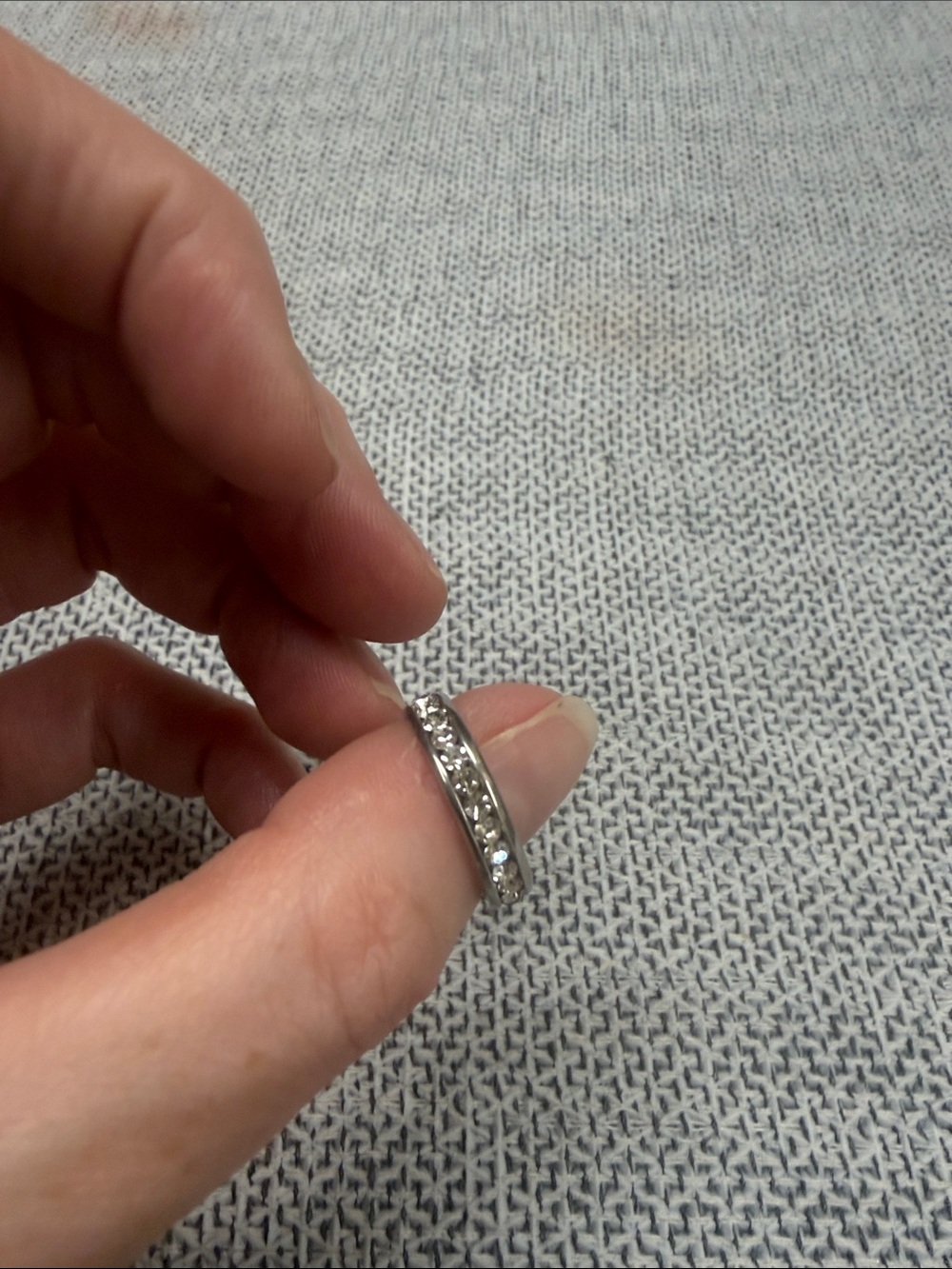 Silver Crystal Eternity Band Ring - Unbranded. Titanium metal.  Size 5.